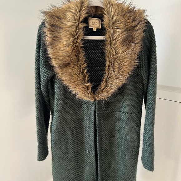Green Cardigan Sweater with Fur / M - Picture 2 of 3